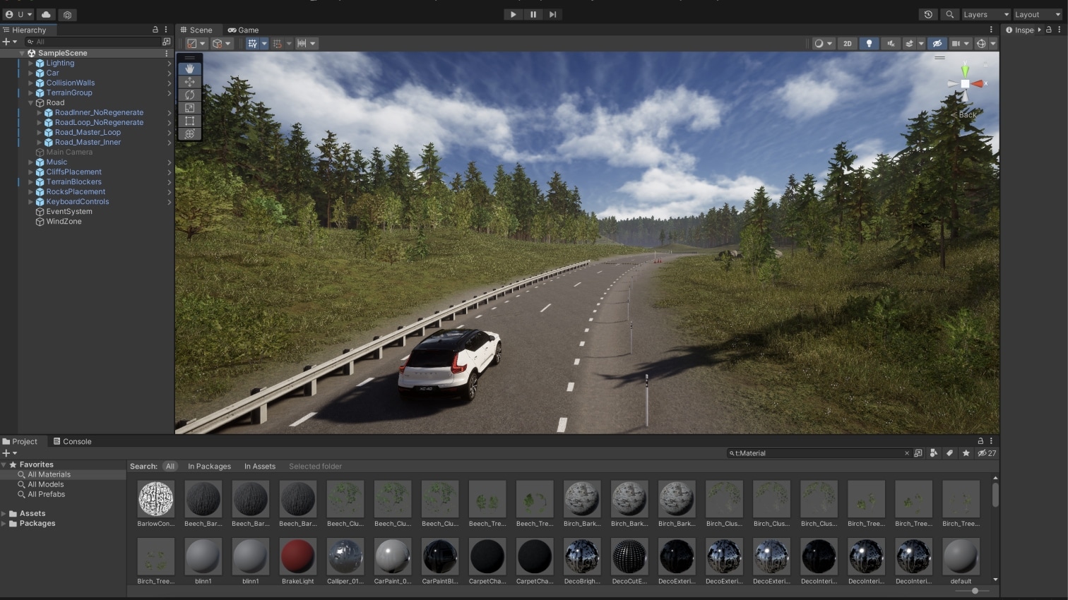 Unity template test track 3d assets and simulator volvo cars